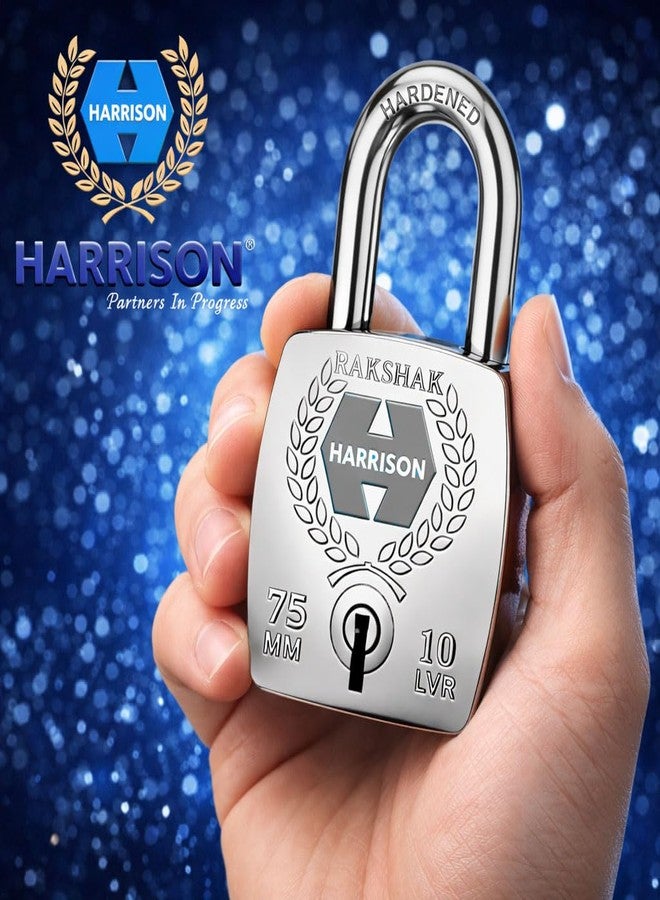 Harrison Padlocks/Square Padlock 75mm 10 Lever with 3 Keys 5564-Rakshak Pack of 1/Padlock, Padlocks, Locks for Home, Locks for Main Door, gate - Image 3
